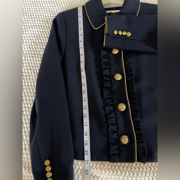 J. Crew Wool Navy Blazer Jacket Ruffle Gold Trim Buttons Military Preppy 6 J - Picture 10 of 10